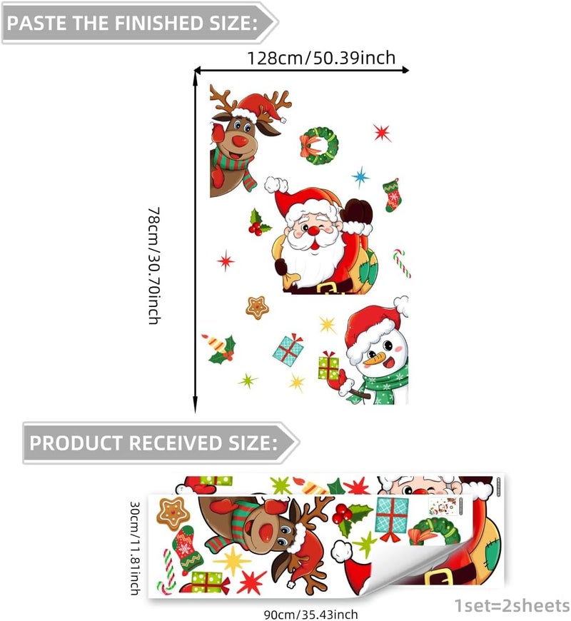 Demonwer Christmas Door Decals Santa Claus Snowman Reindeer Door Stickers Cute Christmas Decals for Xmas Winter Holiday Living Room Bedroom Decorations - Image 2